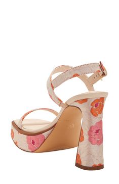 A chunky platform and flared block heel add scene-stealing height to a minimalist sandal fitted with an adjustable slingback strap for a secure fit. 4 1/4" heel; 1" platform Adjustable slingback strap with buckle closure Memory foam cushioning Textile upper/synthetic lining/synthetic and rubber sole Imported Spring Platform Slingback Pumps With Open Heel, Modern Slingback Sandals With 4-inch Heel For Spring, Spring Platform Block Heels With Open Heel, Summer Slingback Pumps With Ankle Strap And Stacked Heel, Spring Slingback Pumps With Platform And Open Toe, Spring Platform Slingback Pumps With Open Toe, Chic Summer Platform Slingback Pumps, Chic Summer Slingback Platform Pumps, Spring Platform Slingback High Heels