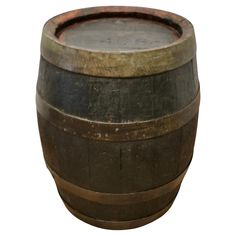 an old wooden barrel is shown on a white background