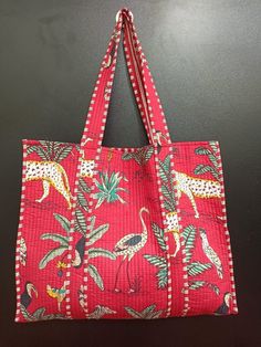 "cotton print Bag The Indian Hand Block Printed Cotton Quilted Women's Handbags from Rajasthan India. This Handbag is completely Indian Printed on good quality cotton. Cotton quilted Jhola Bag made by Indian Artisans, this cotton quilted shopping bag is totally unique and multi purpose. Use this for your grocery or as a travel bag. Perfect to suit all. Item :- Cotton Handbag Material: Quilted Cotton Fabric Color - rainbow Pattern : Block Print Style: Tote Bag, Handle Bag, Shoulder Bag Size in Inch:- Height-18\" inch Width- 19\" inch Handle-13\" inch Product Work: Printed & quilted Stitched Usage : Cosmetic, Make-up, Travel, Toiletries, Medicine, Accessories, Shopping and much more. Perfect for Beach Visits/ Quick Grocery runs/ Carrying Kids items/ Artist Paint book and Paints /Extra Bag Wa Quilted Handbag, Cotton Handbag, Indian Prints, Quilted Handbags, Kids Items, Printed Quilt, Rainbow Pattern, Carry Bag, Printed Bags