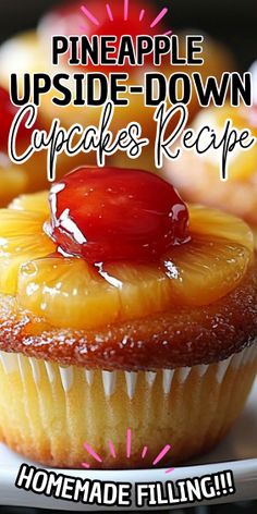 pineapple upside down cupcakes recipe on a plate