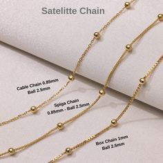 Stamp: 14K Solid Gold Chain Style: Satellite Cable, Spiga, Box Chain Necklace Material: 14K Genuine Gold (Not Plated or Filled) Metal Stamp: 14K - 585 Great for Women 💖 Elevate your everyday style with this stunning 14k Gold Satellite Cable Chain, featuring a classic Spiga and Box design. This versatile chain is the perfect accessory for showcasing your favorite pendant or charm. It makes a thoughtful Mother's Day or birthday gift, adding a touch of elegance to any outfit. Treat yourself or a l Gold Satellite Chain Jewelry, Elegant Pendant With Satellite Chain, Elegant Gold-plated Jewelry With Satellite Chain, Gold-tone Satellite Chain Necklace, 14k Gold-filled Rose Gold Satellite Chain Jewelry, Modern Necklace Design, Solid Gold Chains, Mother Birthday Gifts, Gold Necklace Set