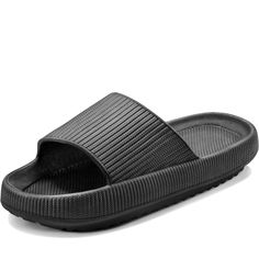 Unisex New House Slippers Shower Shoes Thick Sole Comfort Lightweight Non-Slip Bathroom Easy To Clean Indoor Outdoor Comfortable Black Non-slip Slip-ons, Black Non-slip Flat Slippers, Black Cushioned Slip-ons For Summer, Comfortable Breathable Black Slippers, Black Outdoor Slippers With Textured Footbed, Comfortable Black Slippers With Rubber Sole, Black Textured Footbed Slippers For Outdoor, Breathable Black Slippers For Outdoor, Comfortable Breathable Black Sandals