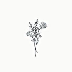 a black and white drawing of flowers on a white background