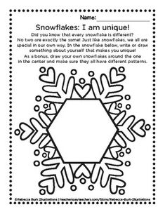 snowflakes i am unique worksheet