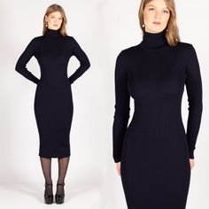 "Knit merino wool turtleneck dress ALICE www.kristaelsta.com Material: 100% merino wool. Color: black Size: XS, S, M, L Our model is 172 cm / 5'65\" and wears size S.  SIZING Size S / EU 36 / US 6 Length (from the shoulder): 123 cm / 48.4 in Sleeve length: 63 cm / 24.8 in Width: 30 cm / 11.8 in Size M / EU 38 / US 8 Length (from the shoulder): 124 cm / 48.8 in Sleeve length: 64 cm / 25.2 in Width: 31 cm / 12.2 in Size L / EU 40 / US 10 Length (from the shoulder): 125 cm / 49.2 in Sleeve length: Classic Fitted Sweater Dress For Winter, Fitted Chic Wool Sweater Dress, Chic Fitted Wool Sweater Dress, Fitted Wool Sweater Dress, Fitted Wool Sweater Dress For Winter, Fitted Black Knitted Sweater Dress, Fitted Knitted Turtleneck Sweater Dress, Elegant Black Knitted Sweater Dress, Fitted Black Wool Dress