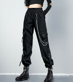 Women Overalls Chain Student Pants Jogger Punk Pockets High Waist Trousers size: S: Pants length: 92cm Hips: 98cm M: Pants length: 93cm Hips: 100cm L: Pants length: 95cm Hips: 104cm XL: Pants Length: 97cm Hips: 106cm 2XL: Pants Length: 99cm Hips: 110cm 3XL: Pants Length: 100cm Hips: 112cm Clothing style details: pockets Length: trousers Pants type: overalls Package: 1 pants (excluding other items in the picture)    Note: Manual measurement has 1-3cm error. Payment We accept PayPal payment. It’s free to join PayPal account. This is the fastest way to shop on eBay and help us in despatching your items quickly. Shipping If you have not received your item after estimated delivered days, please do not hurry to open case to us. We would recheck the shipping status for you and decide refund or so Casual Tactical Clothing, Egirl Pants, Fashion Gender Neutral, Women Overalls, Goth Pants, Punk Style Outfits, Gothic Pants, Techwear Outfits, Punk Pants