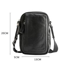 Cyflymder Leather men's mini bag, head leather hand-made slant bag, male trend one-shoulder bag Black Rectangular Phone Bag For Everyday, Black Rectangular Phone Bag For Everyday Carry, Casual Business Phone Bag Pouch, Casual Rectangular Everyday Carry Bags, Casual Everyday Carry Rectangular Bag, Casual Portable Shoulder Bag For Everyday Carry, Business Black Phone Bag, Casual Leather Rectangular Chest Bag, Casual Leather Chest Bag, Rectangular