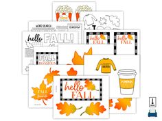 the fall printables are displayed on top of each other