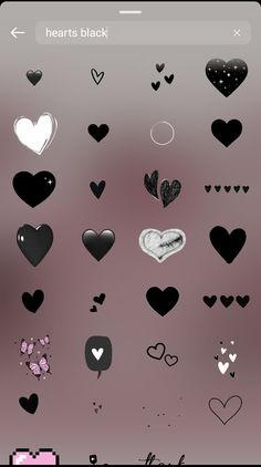 the heart stickers are black and white, with hearts on it's side