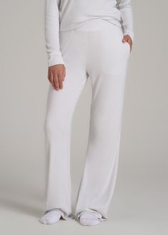 About Our Ribbed Flare Extra-Long Lounge Pants Say hello to the loungewear, made just for you. Our Ribbed Flare Extra-Long Lounge Pants are the cozy pair you’ll want to wear everywhere. Made with a soft ribbed knit, the casual pants are perfect for weekends away or peaceful staycations. We designed these women’s tall lounge pants just for ladies from 5’9 to 6’6, so you can trust us when we say they’re full length. We’ve also ensured the tri-blend fabric has been pre-washed and shrinkage controll Cozy Pants With Ribbed Cuffs For Relaxation, Cozy Fit Pants With Ribbed Cuffs For Loungewear, Cozy Loungewear Sweatpants, Comfy Pants With Ribbed Cuffs For Relaxation, Cozy Winter Relaxation Bottoms, Comfy Lounge Bottoms In Solid Color, Solid Cozy Fit Pants For Loungewear, Comfortable Solid Color Lounge Pants, Relaxed Long Pants With Ribbed Cuffs