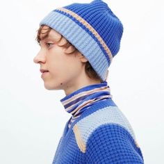 Authentic  Unisex Free size Ship worldwide  Thanks Blue Knit Winter Hat, Knitted Blue Beanie For Fall, Blue Knitted Hat For Spring, Blue Knitted Hat For Fall, Blue Knitted Fall Hats, Casual Blue Knitted Hat, Casual Blue Crochet Hat, Uniqlo Men, Knitted Beanie