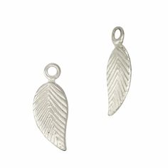 Sterling Silver White Simple Flat Leaf Charms with Ridges Ring Shapes, Types Of Rings, Decorative Bells