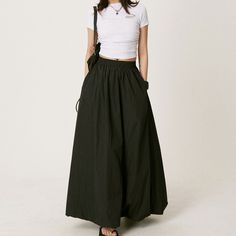 Summer Retro Bud A-Line Skirt Material: Polyester Size: S, M, L, Color: White, Black, Gray Applicable Scene: Leisure, Daily,Vacation Black Cotton Skirt For Summer, Black Casual Summer Skirt, Casual Black Summer Skirt, Baggy Black Skirt For Spring, Black Cargo Skirt For Spring, Spring Black Cargo Skirt With Pockets, Casual Baggy Black Skirt, Casual Black Baggy Skirt, Black High Waist Skirt For Summer