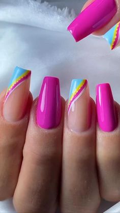 Nails Acrylic Korean, Korean Nails Short, Cool Nails, Acrylic Nail Designs Coffin, Fancy Nail Art, Nail Tip Designs, Turquoise Nails, Summer Toe Nails, Fancy Nails Designs