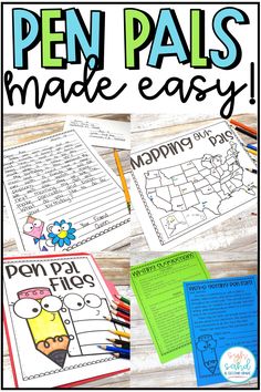 the printable worksheet for pen pals made easy with pictures and text