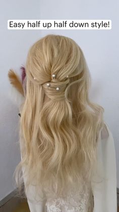 Half Up Half Down Bridal Hair Step By Step, Mother Of The Bride Hair Half Up Tutorial, Half Up With Barrette, Easy Bridesmaid Hair Diy Half Up, Diy Wedding Hairstyles Half Up, Short Upstyles, Prom Hairstyles Tutorials Step By Step, Half Up Half Down Wedding Hair Tutorial Videos, Diy Wedding Hair Half Up