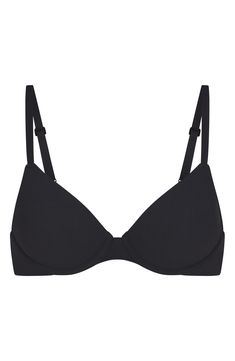 This classic foundational bra with demi coverage has 360-degree stretch technology for a custom-like fit. Made of the brand's signature buttery-soft fabric with a second-skin feel, you'll forget you're even wearing it. It offers unparalleled support with lightly lined cups and flexible underwire that doesn't dig. 80% polyamide, 20% spandex Hand wash, dry flat Imported lined Skim Bras, Baby Gear Essentials, Rollerball Perfume, Wireless Bra, Fragrance Design, Black Bra, Fabric Gift Bags, T Shirt Bra, Free Fabric