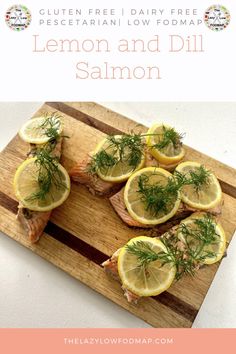 lemon and dill salmon on a wooden cutting board