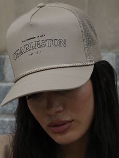 This hat goes out to all of our Charleston lovers! Coming in black and beige, our Charleston Trucker Hat is the perfect accessory for all of those warm, sunny days. For a complete look make sure you get our Charleston Sweatshirt. Want more styles? Shop our full apparel line. Beige Trucker Hat With Curved Brim For Outdoor, Beige Curved Brim Hat With Letter Print, Summer Curved Brim Trucker Hat For Everyday, Casual Beige Trucker Hat For Spring, Urban Summer Hat With Flat Brim, Beige Baseball Cap For Summer Streetwear, Casual Beige Snapback Hat With Curved Brim, Urban Adjustable Hats For Summer, Urban Style Adjustable Hats For Summer