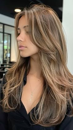 Hair Inspo Brown Hair With Highlights, Hair Inspo Brown And Blonde, Hair Inspo For Brown Hair, Natural Brown Blonde Hair, Brown Hair With Dimensions, Brown Colors For Hair, Brown Hair Colors With Dimension, Different Color Highlights On Brown Hair, Brown Sun Kissed Hair