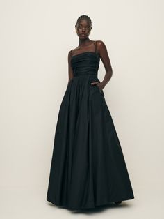 Weddings are in the air. Shop the Kastoria Dress from Reformation, a fitted maxi dress with a straight neckline, a-line skirt, and a pleated front. Black Tie Wedding Guest Dress, Fitted Maxi Dress, Black Tie Dress, Black Bridesmaid Dresses, Wedding Attire Guest, Swimwear Dress, Straight Neckline, Black Wedding Dresses, Affordable Clothes