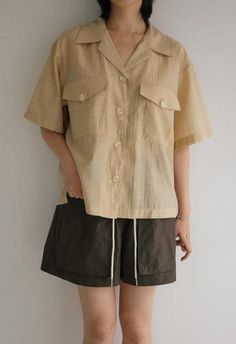 One size. fits xs-l  color: sand  boxy button down  two front pockets  lightweight  45% rayon 40% tencel 15% polyester  dry clean  by the nkc store    product measurements:  bust: 106.68cm / 42in  length: 55.88cm / 22in  sleeve length: 22.86cm / 9in Color Sand, Engineered Garments, Mens Outerwear, Natural Linen, Sneakers White, Sale House, Mens Pants, Button Up, Fashion Inspo