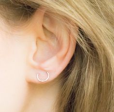 Double Piercing Circle Earring-Two Hole Earring Sterling Silver-Multiple Ear Lobe Piercing Earring-D Double Piercing Earring, 2 Piercings, Double Pierced Earrings, Second Hole Earrings, Ear Lobe Piercings, Double Piercing, Double Hoop Earrings, Lobe Piercing, Tiny Stud Earrings