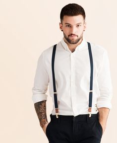 Navy Baby - Classic Navy Suspenders Suspenders Outfits, Navy Blue Suspenders, Suspenders Outfit, Blue Suspenders, Suspenders Men, Leather Suspenders, Mac Jeans, Navy Baby, Navy Blue Blazer