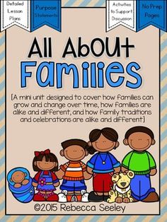 an all about families poster with three children