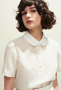 가을 패션, French Girl, Fashion 2020, Linen Clothes, Looks Vintage, Peter Pan, Look Fashion, White Shirt, Blouse Designs