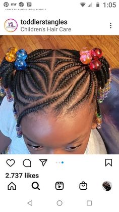 Braids With Ponytail, Lil Girl Hairstyles Braids, Braided Hairstyles With Beads, Cornrow Ponytail Styles, Khloe Hair, Hairstyles With Beads, Black Toddler Hairstyles, Cornrow Hairstyle