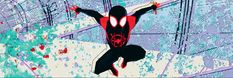 a spider - man is jumping in the air with his arms outstretched