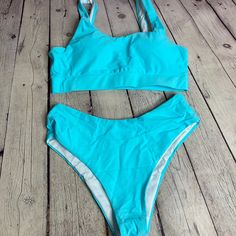 Shein Swimsuit Bikini New With Tag, Never Worn. #Tds 249 Blue Tankini For Sunbathing During Beach Season, Blue Swimwear For Beach Party, Turquoise Stretch Tankini For Vacation, Sleeveless Blue Swimwear For Beach Party, Blue Summer Tankini For Pool, Blue One-piece Swimwear For Beach Party, Light Blue Beachwear Tankini For Pool, Light Blue Beachwear Swimwear For Sunbathing, Sleeveless Turquoise Tankini For Pool