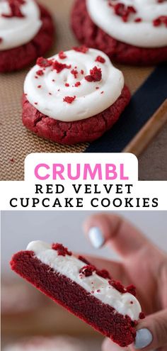 Dessert Recipes Crumbl Cookies, Crumbl Pink Velvet Cookie Recipe, Crumbl Cookie Copycat Red Velvet, Decorating Red Velvet Cupcakes, Chunky Red Velvet Cookies, Lifestyle Of A Foodie Crumbl Cookies, Crumbl Cookie Red Velvet, Crumbles Copycat Cookies, Red Velvet Recipes Easy