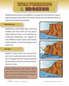 an image of a page describing weathering and brochures for children to learn