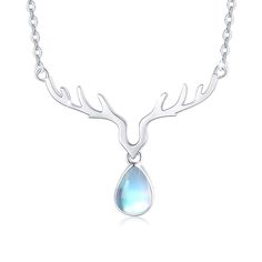 PRICES MAY VARY. 【Deer Moonstone Necklace Design】Deer means wealth and power, and symbolizes the pursuit and yearning of the owner. In addition, moonstone can bring luck to people, has the ability to protect, and symbolizes health, wealth and longevity. Wear the Moonstone Deer Necklace to express your best wishes 【Sterling Silver Moonstone Necklace】Deer necklace made of 925 sterling silver and moonstone. hypoallergenic, tarnish resistant,nickel-free,lead-free,cadmium-free,suitable for long-term Deer Necklace, Antler Pendant, Rainbow Moonstone Jewelry, Silver Swan, Antler Necklace, Moonstone Pendant Necklace, Moonstone Stone, Great Gifts For Women, Jewelry Birthday