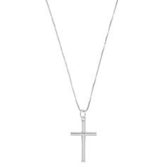 The Cross Pendant Necklace Length: 24'Metal: Available In Multiple Metal Options Minimalist Crucifix Necklace With Adjustable Chain, Classic Silver Crucifix Necklace, Sterling Silver Crucifix Necklace With Silver Chain, White Gold Crucifix Necklace With Silver Chain, Silver Cross Pendant Necklace With Box Chain, Classic Necklace With Silver Chain And Cross Pendant, Classic Necklaces With Silver Chain And Cross Pendant, White Gold Necklace With Cross Pendant, Sterling Silver Crucifix Necklace With Box Chain