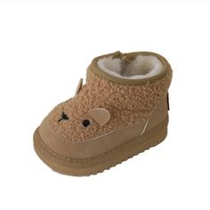 Cartoon Bear Kids Snow Boots - Momorii Winter Booties With Plush Lining And Round Toe, Cute Outdoor Boots With Round Toe, Cute Winter Outdoor Boots, Cute Outdoor Winter Boots, Cute Winter Boots For Outdoor, Cute Outdoor Boots For Winter, Cute Brown Winter Boots, Backless Bathing Suits, Baby In Snow