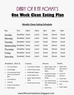 Weekly clean eating schedule that is easy to do, and items that are highly accessible. Other than the rigid meal times, this is something I could easily follow. Clean Eating Plan, Eating Schedule, Clean Eating Plans, Family Meal Planning, Mommy Workout, Eating Plan, Cheat Day, Diet Vegetarian