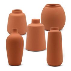 six clay vases are arranged in a circle