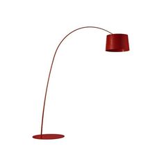 a red floor lamp on a white background