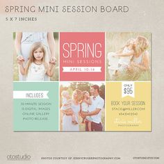 the spring mini session board is ready to be used for photoshopped and printed