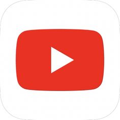 the youtube logo is shown in red on a white square button with an arrow pointing to the right