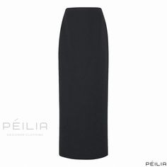 Peilia - High-Waisted Straight-cut Black Midi Skirt, exuding Minimalist Elegance and Accentuating the Hips Black Straight Silhouette Bottoms For Evening, Fitted Bottoms With Straight Silhouette For Evening, Fitted Straight Silhouette Evening Bottoms, Fitted Straight Silhouette Bottoms For Evening, Elegant Stretch Straight Leg Bottoms, Elegant Stretch Straight Silhouette Bottoms, Elegant Stretch Straight Bottoms, Elegant Stretch Bottoms With Straight Silhouette, Stretch Full Length Pencil Skirt For Work