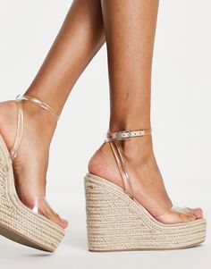 Wedges by ASOS DESIGN Hit new heights Adjustable ankle strap Pin-buckle fastening Open toe Rope midsole Platform sole High wedge heel White Wedges, Wedge Espadrilles, High Wedges, High Heel Wedges, Womens Sandals Wedges, Wedge Heel Sandals, Platform Wedge Sandals, Womens Wedges, Wedge Espadrille