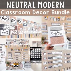 a classroom decor bundle with the words neutral modern on it