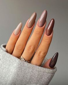 Brown Nails Design, November Nails, Indigo Nails, February Nails, Her Nails, Brown Nails, Classy Nails