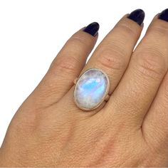 Genuine Grade Aaa Rainbow Moonstone Natural Stone Ring. Size 7. Solid Sterling Silver And Stamped 925. Check Out My Other Listings For Much More Jewelry! # Stone Stones Gemstone Gemstones Crystal Crystals Unique Artisan Handmade Handcrafted Jewelry Gift For Her Boho Bohemian Chunky Large Big Statement Vibrant Bright Colorful Oval Cabochon Shape Shaped Flashy Rainbow Moonstone Ring, Jewelry Stone, Moonstone Ring, Colorful Boho, Oval Cabochon, Ring Size 7, Handmade Artisan, Stone Ring, Womens Jewelry Rings