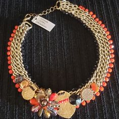 Thick Has A Little Weight To It Measurements Included In Picture Not Long Chains With Jewels And Other Design Pieces Costume Jewelry Necklaces With Lobster Clasp For Party, Orange Costume Jewelry Necklace For Party, Jeweled Metal Chain Necklace Gift, Long Chain, Black Orange, Orange Black, Womens Jewelry Necklace, Jewelry Necklaces, Fashion Jewelry