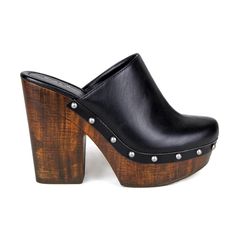 PRICES MAY VARY. Heel heights: 4.75 inch Platform Hights: 1.5 inch PU lined insole Rubber outsole Synthetic Go for the vintage 70’s look with comfortable and cute wood effect platform clog. Platform Clogs Shoes, Heeled Clogs, Streetwear Model, High Heel Sandals Platform, High Heel Clogs, Clogs Heels, Clogs And Mules, Best Walking Shoes, Platform Clogs